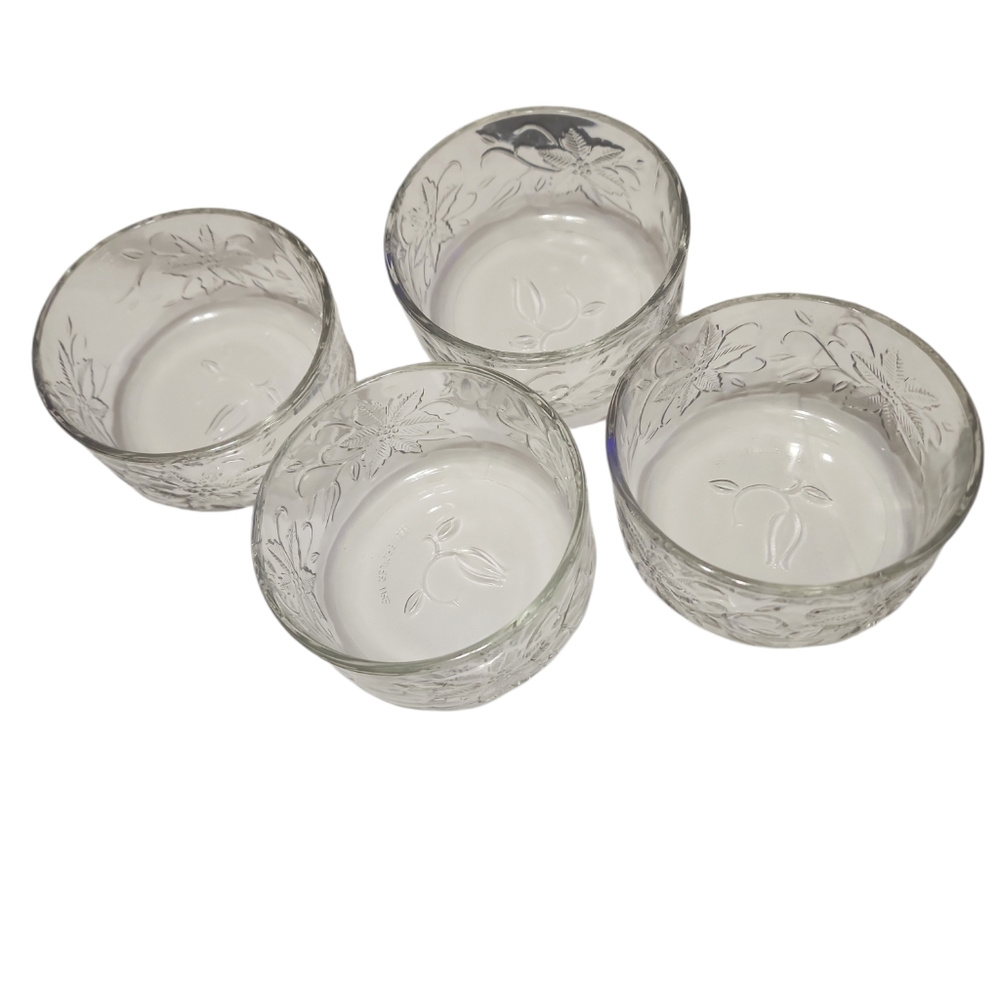 Floral Crystal PH Fantasia poinsettia ramekins clear Set Of 4 - Picture 2 of 8